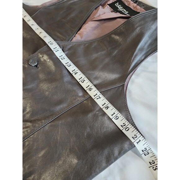 Wilsons Suede & Leather Co. Vintage Brown Leather Vest Lined Sz 44 Biker Western - Picture 4 of 9